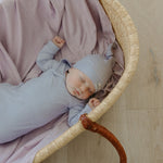 Rib Knit Top Knot Hat - Periwinkle