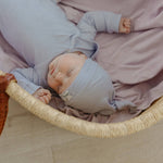Rib Knit Top Knot Hat - Periwinkle