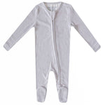 Rib Knit Zip-Up Footie Pajama - Ash