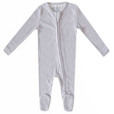 Rib Knit Zip-Up Footie Pajama - Ash