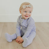 Rib Knit Zip-Up Footie Pajama - Periwinkle