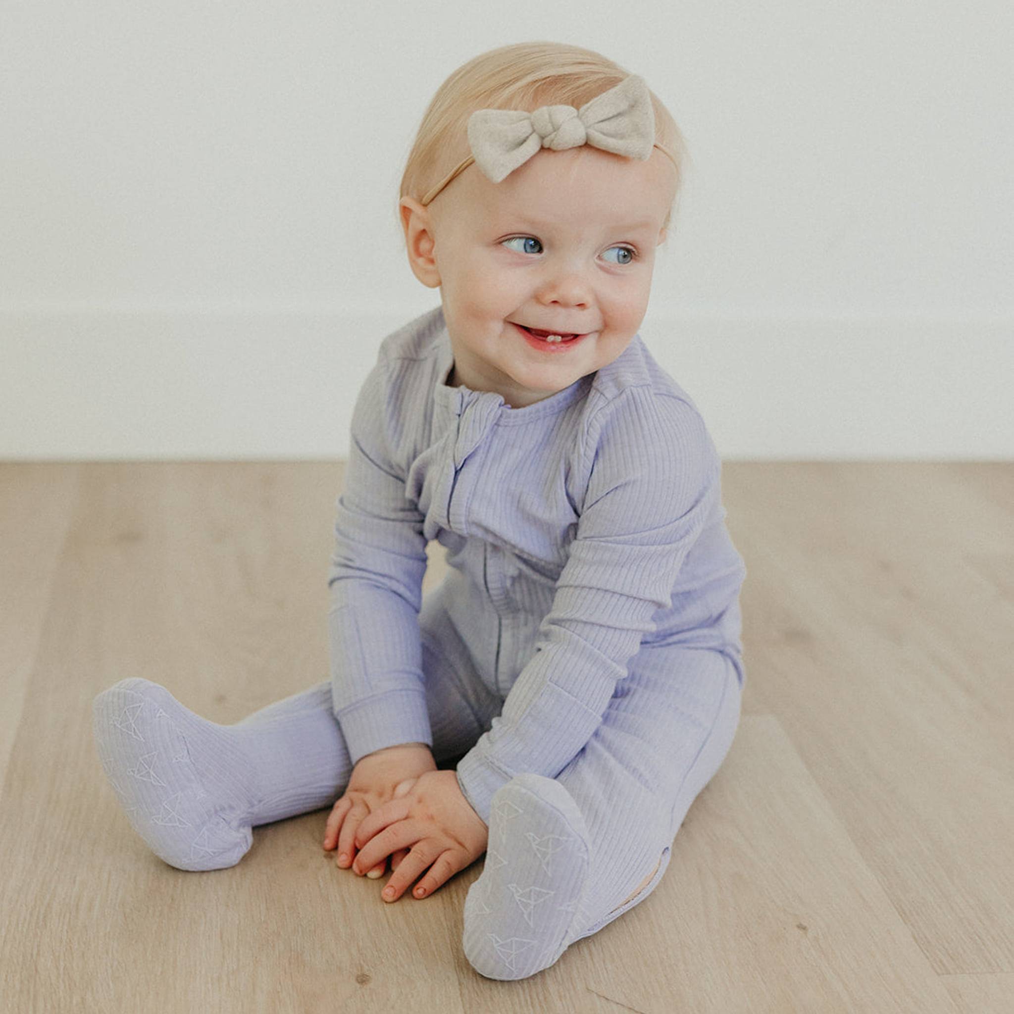Rib Knit Zip-Up Footie Pajama - Periwinkle