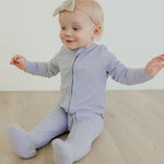 Rib Knit Zip-Up Footie Pajama - Periwinkle