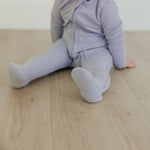 Rib Knit Zip-Up Footie Pajama - Periwinkle