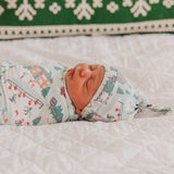 Top Knot Hat - Snowy Slopes