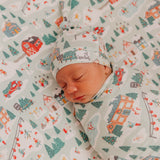 Top Knot Hat - Snowy Slopes