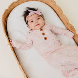 Wood Button Newborn Knotted Gown - Gigi