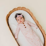 Wood Button Newborn Knotted Gown - Gigi