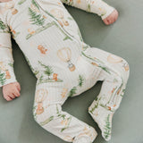 Bamboo Zip-Up Footie - Forest Explorer