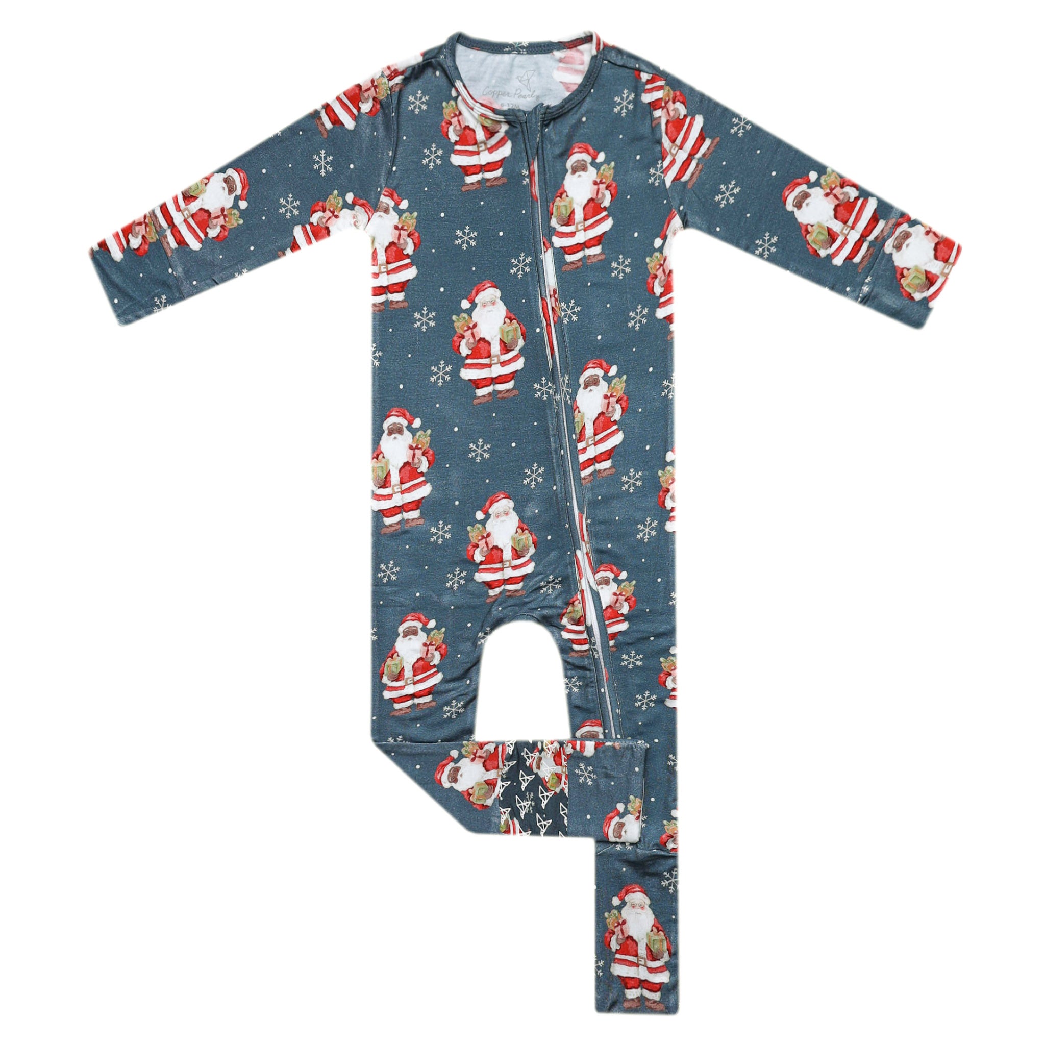 Bamboo Zip-Up Footie - Santa Claus