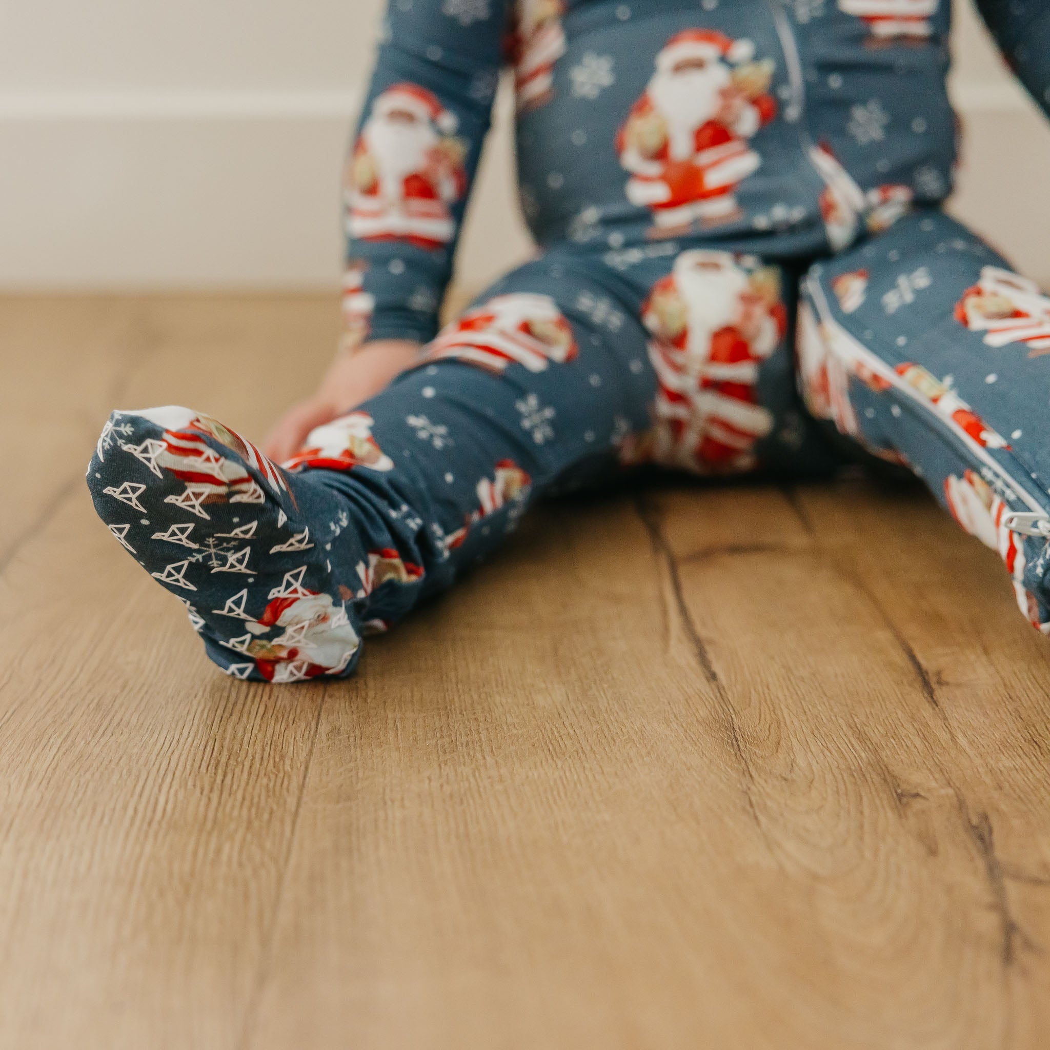 Bamboo Zip-Up Footie - Santa Claus