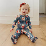 Bamboo Zip-Up Footie - Santa Claus