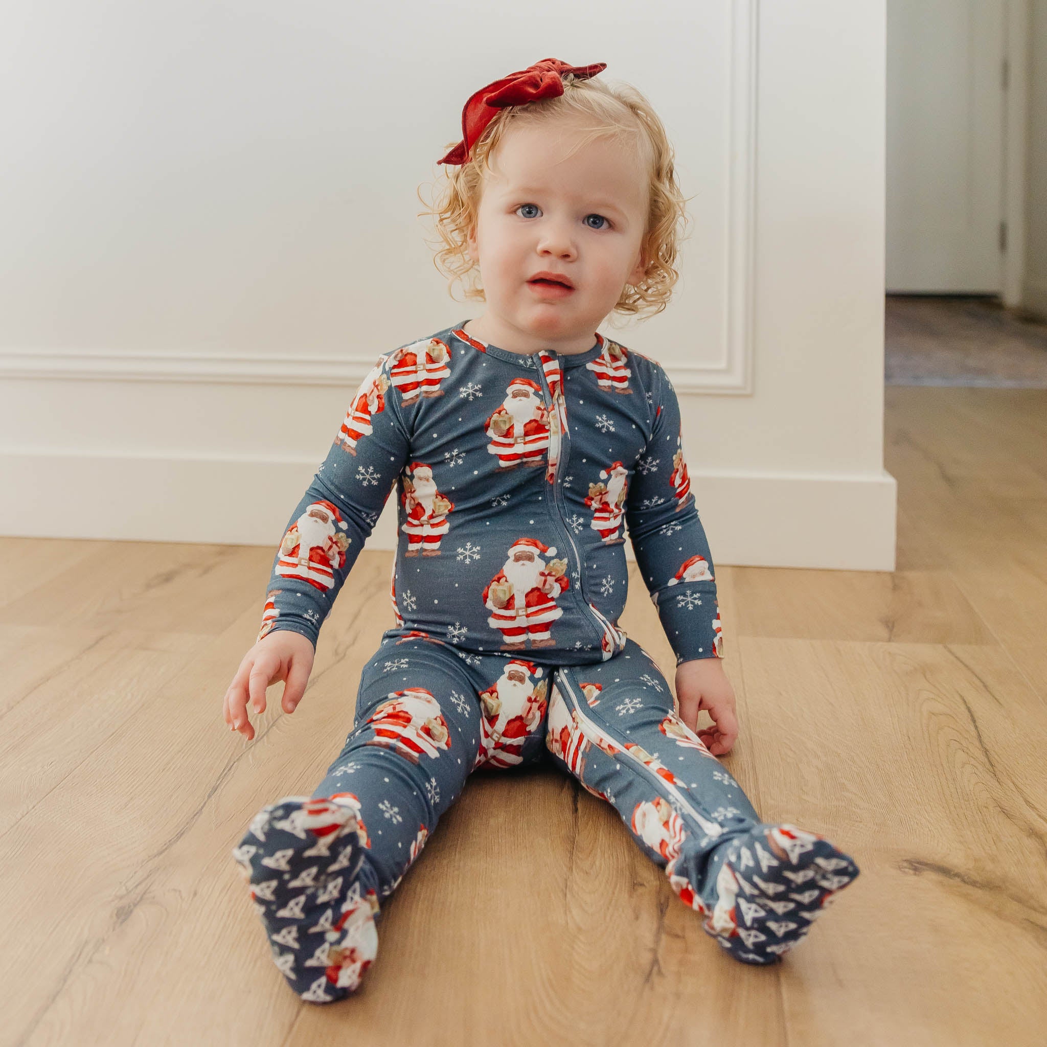 Bamboo Zip-Up Footie - Santa Claus