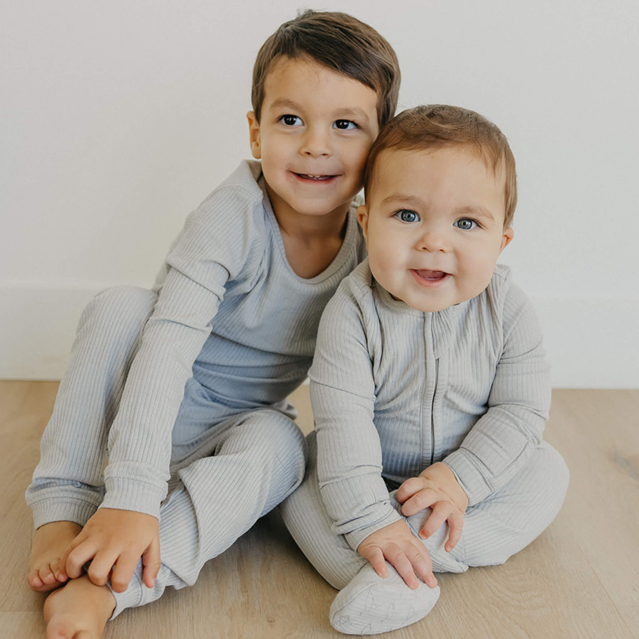 Rib Knit Zip-Up Footie Pajama - Ash