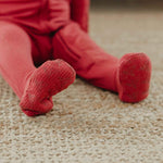 Rib Knit Zip-Up Footie Pajama - Berry