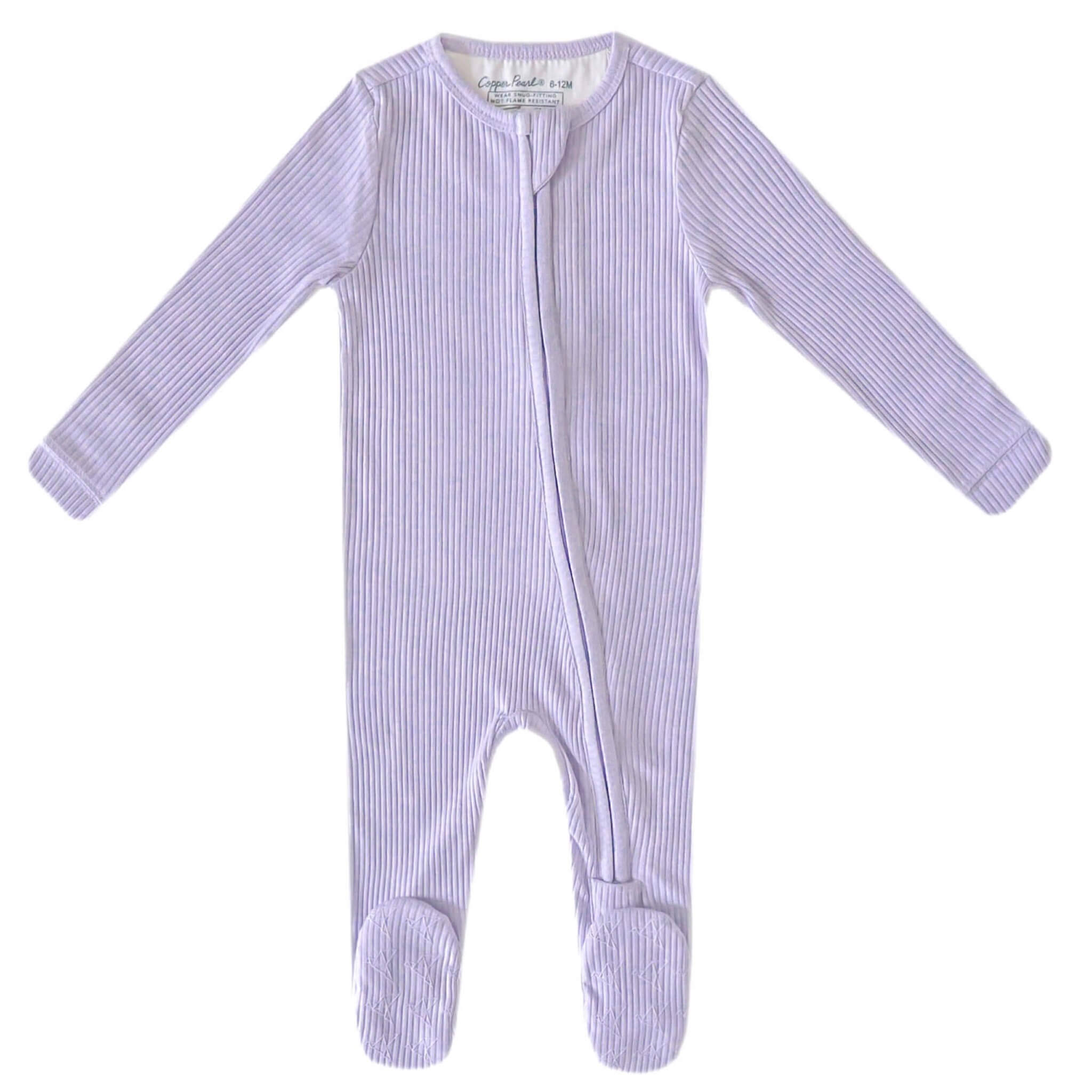 Rib Knit Zip-Up Footie Pajama - Periwinkle