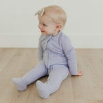 Rib Knit Zip-Up Footie Pajama - Periwinkle