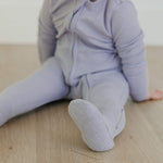 Rib Knit Zip-Up Footie Pajama - Periwinkle