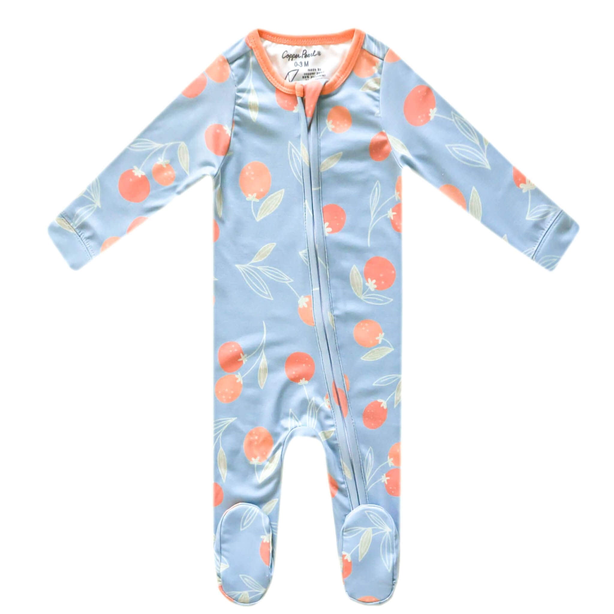 Zip Up Footie Pajama Set Clementine