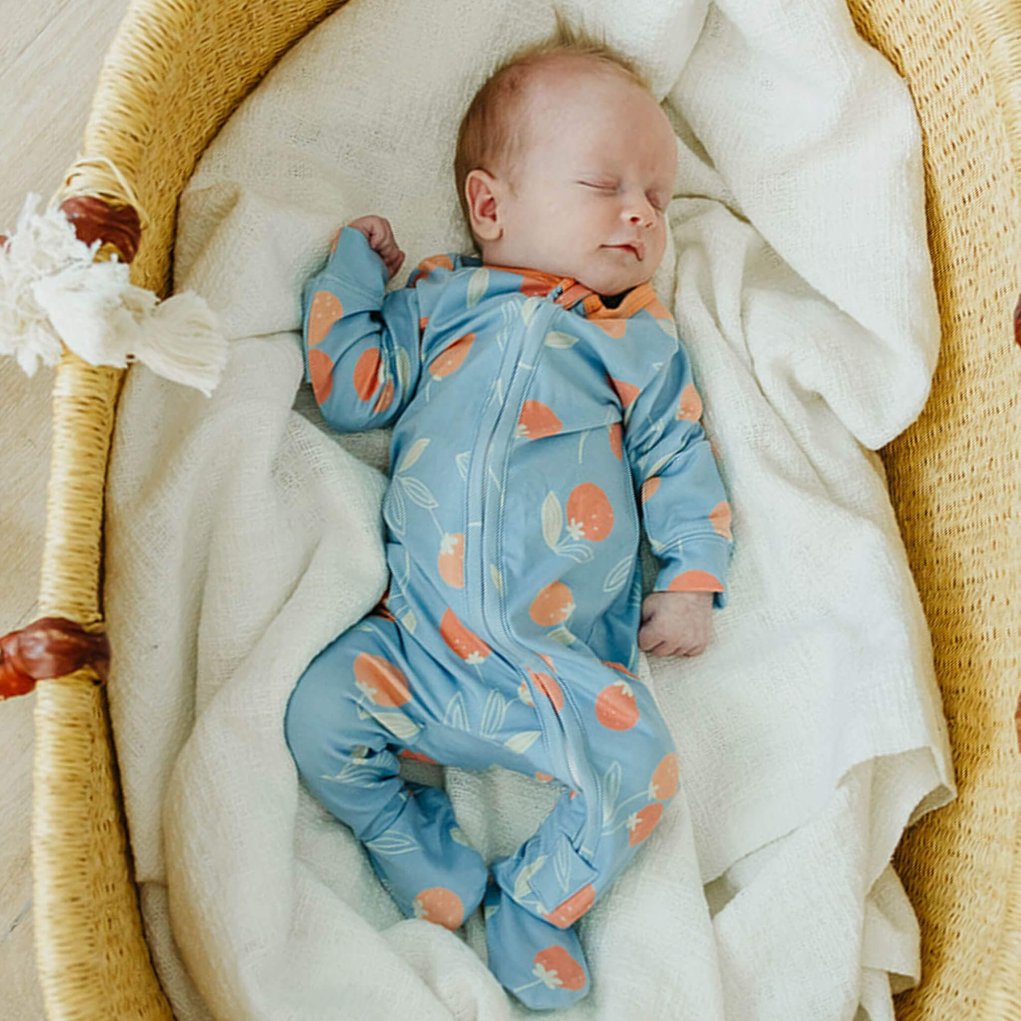 Zip Up Footie Pajama Set Clementine