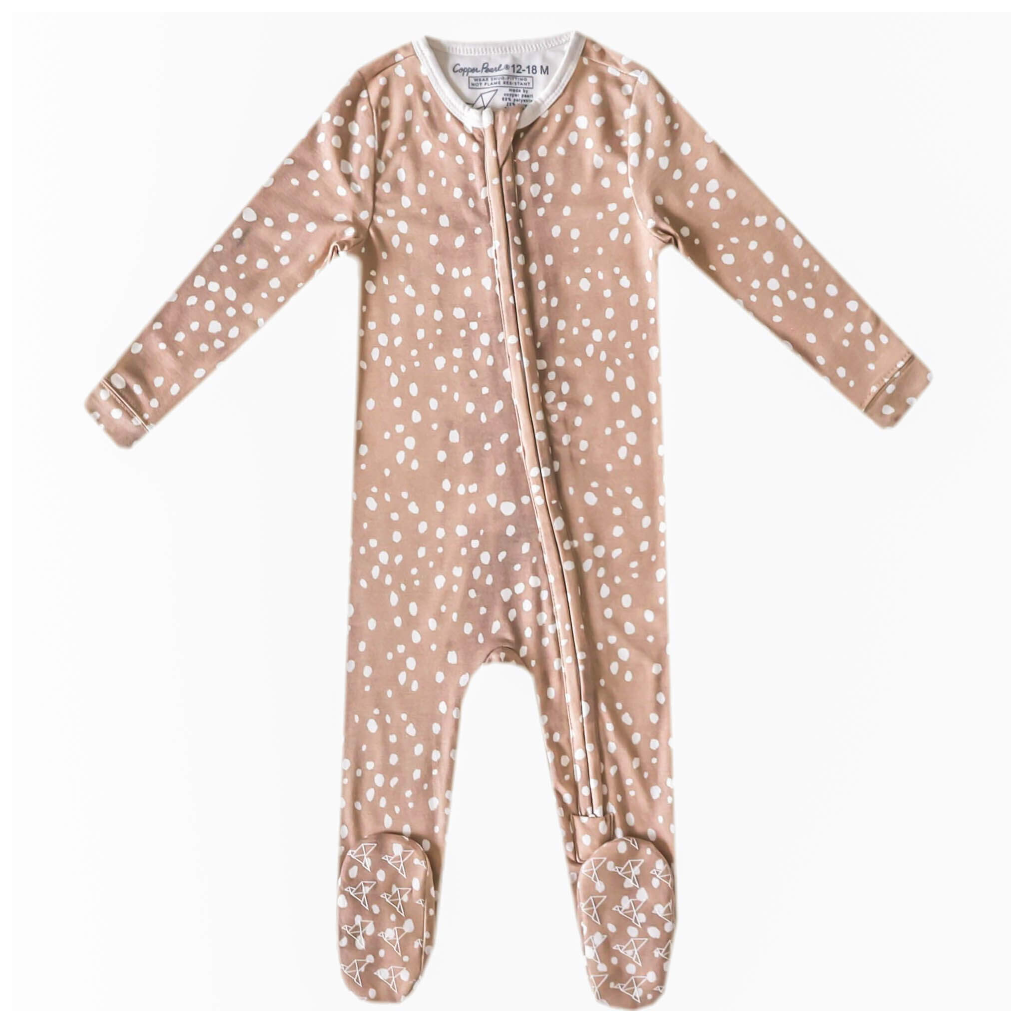 Zip Up Footie Pajama - Fawn