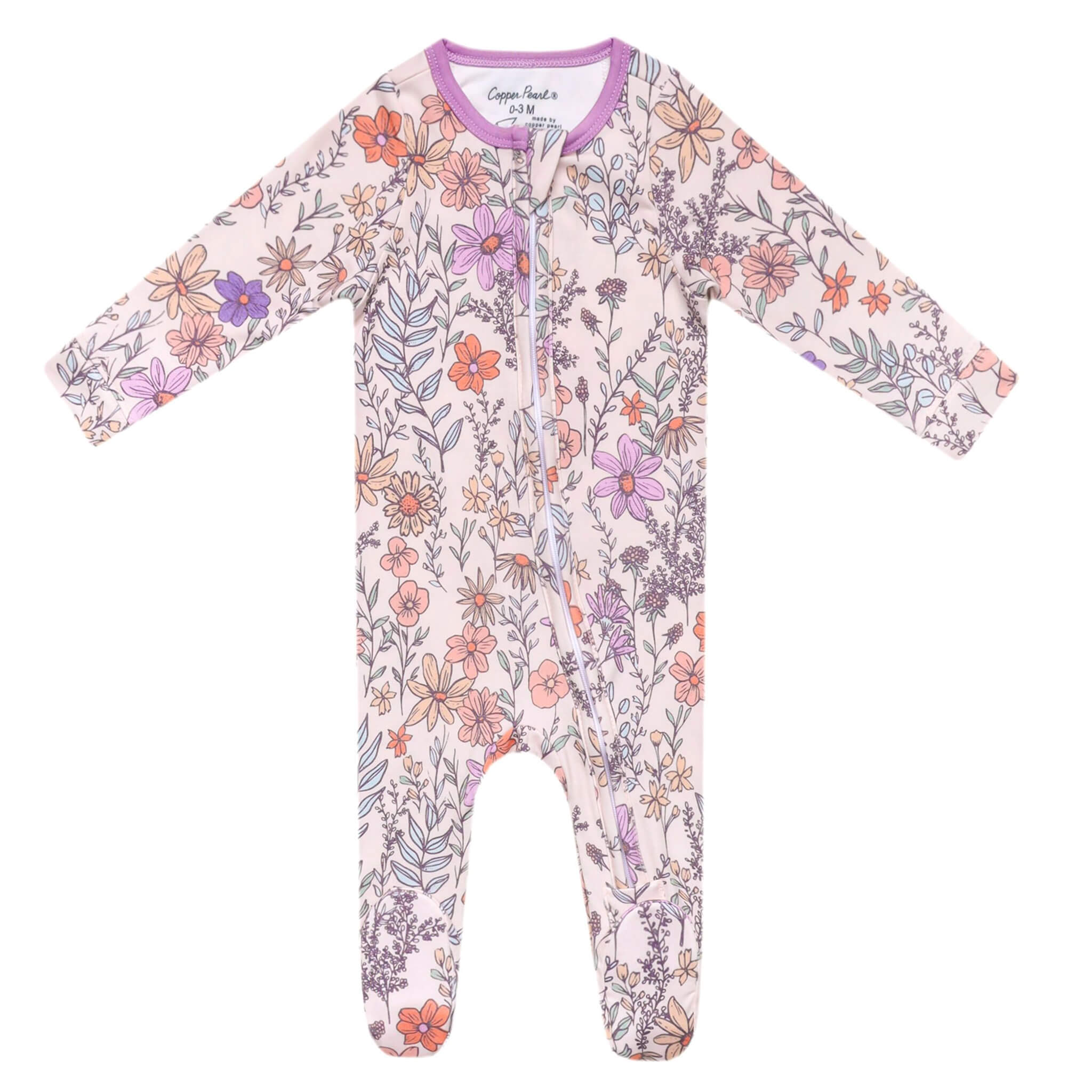 Zip Up Footie Pajama Set Flora