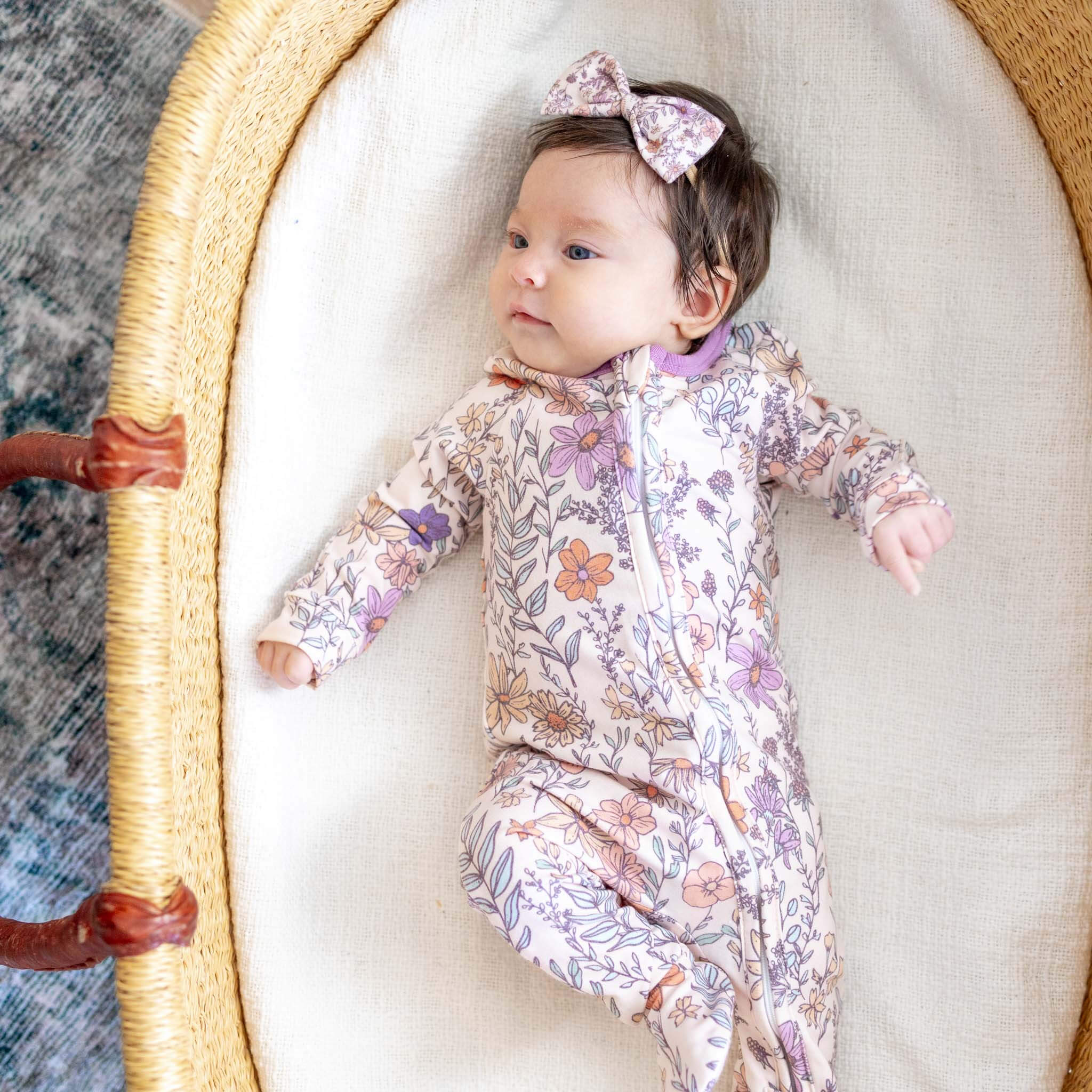 Zip Up Footie Pajama Set Flora