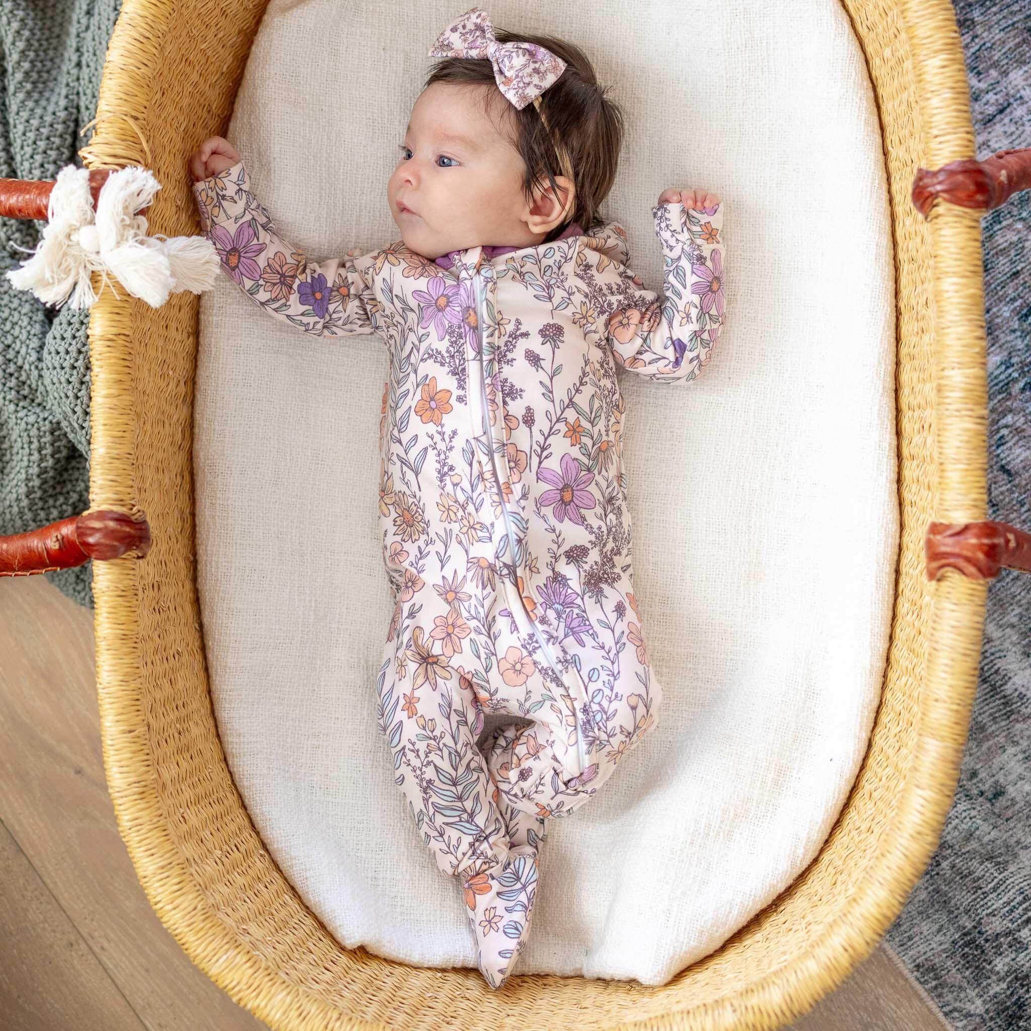 Zip Up Footie Pajama Set Flora