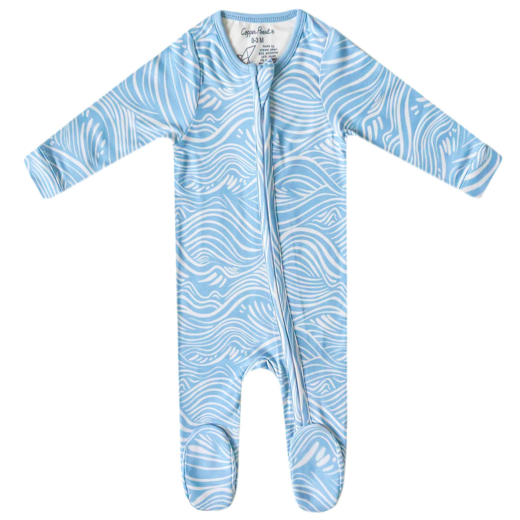 Zip Up Footie Pajama Set Surf 
