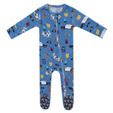 Bamboo Zip-Up Footie Pajama - Policemen