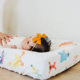Premium Knit Diaper Changing Pad Cover - Sesame Friends