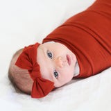 Knit Headband Bow - Rust