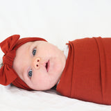 Knit Headband Bow - Rust