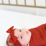 Knit Headband Bow - Rust