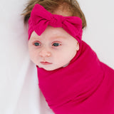 Knit Headband Bow - Raspberry
