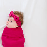 Knit Headband Bow - Raspberry
