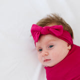 Knit Headband Bow - Raspberry