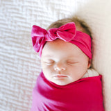 Knit Headband Bow - Raspberry
